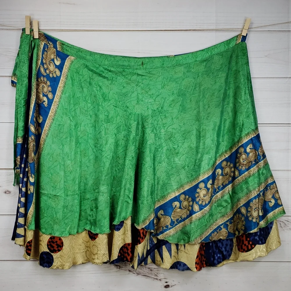 Darn Good Yarn Sari Silk Wrap Skirt Tea Goddess - Picture 5 of 16